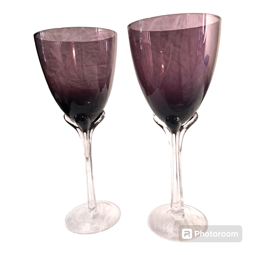 Murano Glass tulip wine goblet set